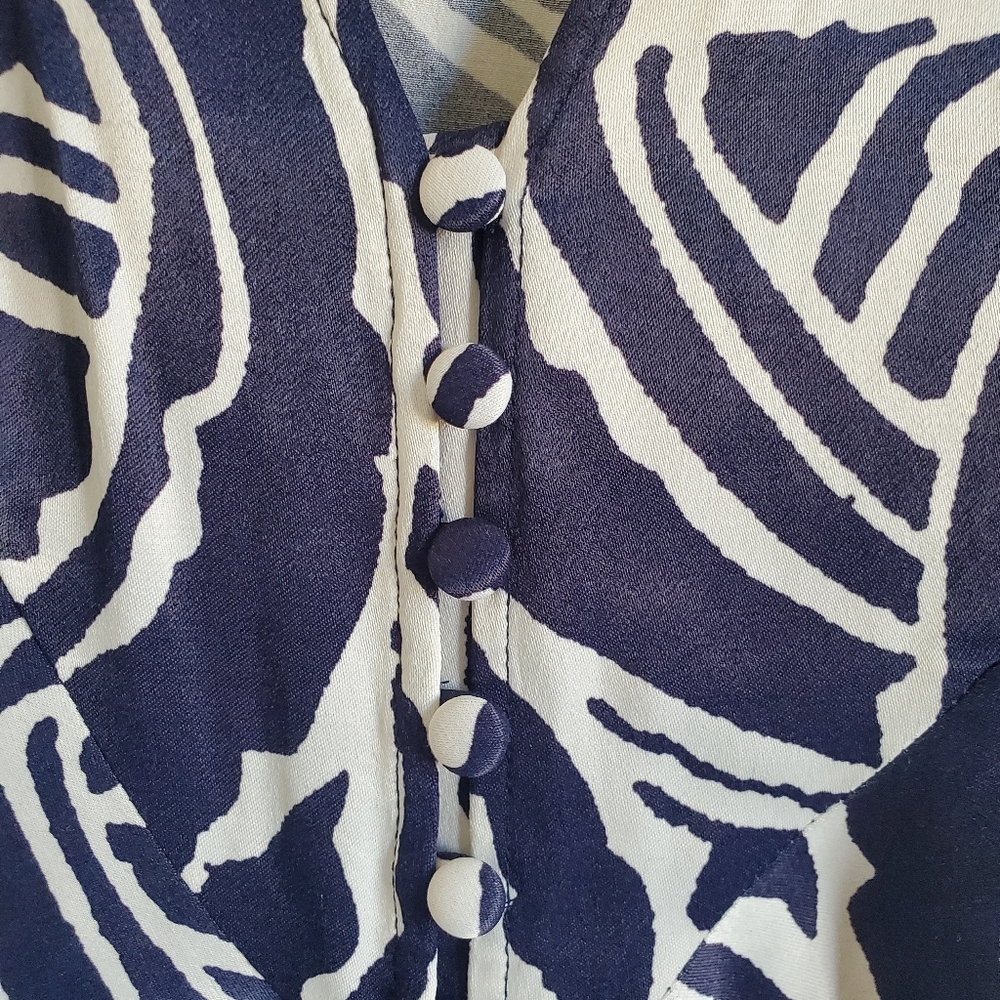 Anthropolgie Navy Blue White Zebra Pattern Plus Size Womens Dress - Picture 7 of 16
